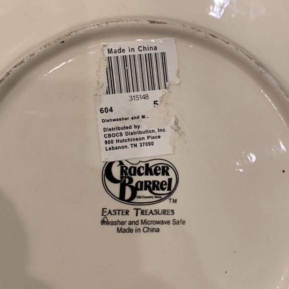 Vintage Cracker Barrel Easter Treasures Tulip Bunny Plate Tray Rabbit decor - Picture 7 of 8